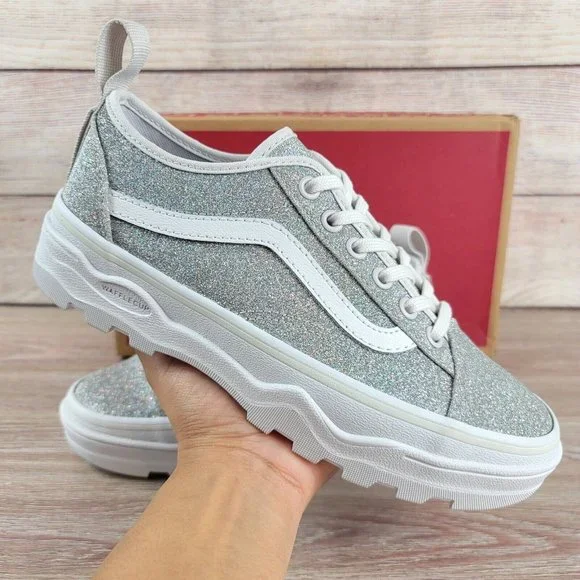NEW Vans Sentry Waffle Cup Silver Glitter Ultracush Women's Size Sneaker  Shoes